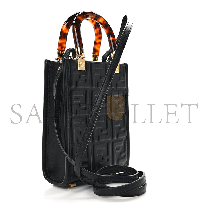 F**di ff zucca leather mini sunshine shopper tote crossbody bag (17*13*5cm)